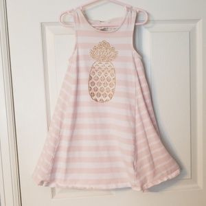 Pink and White Striped Girls Dress